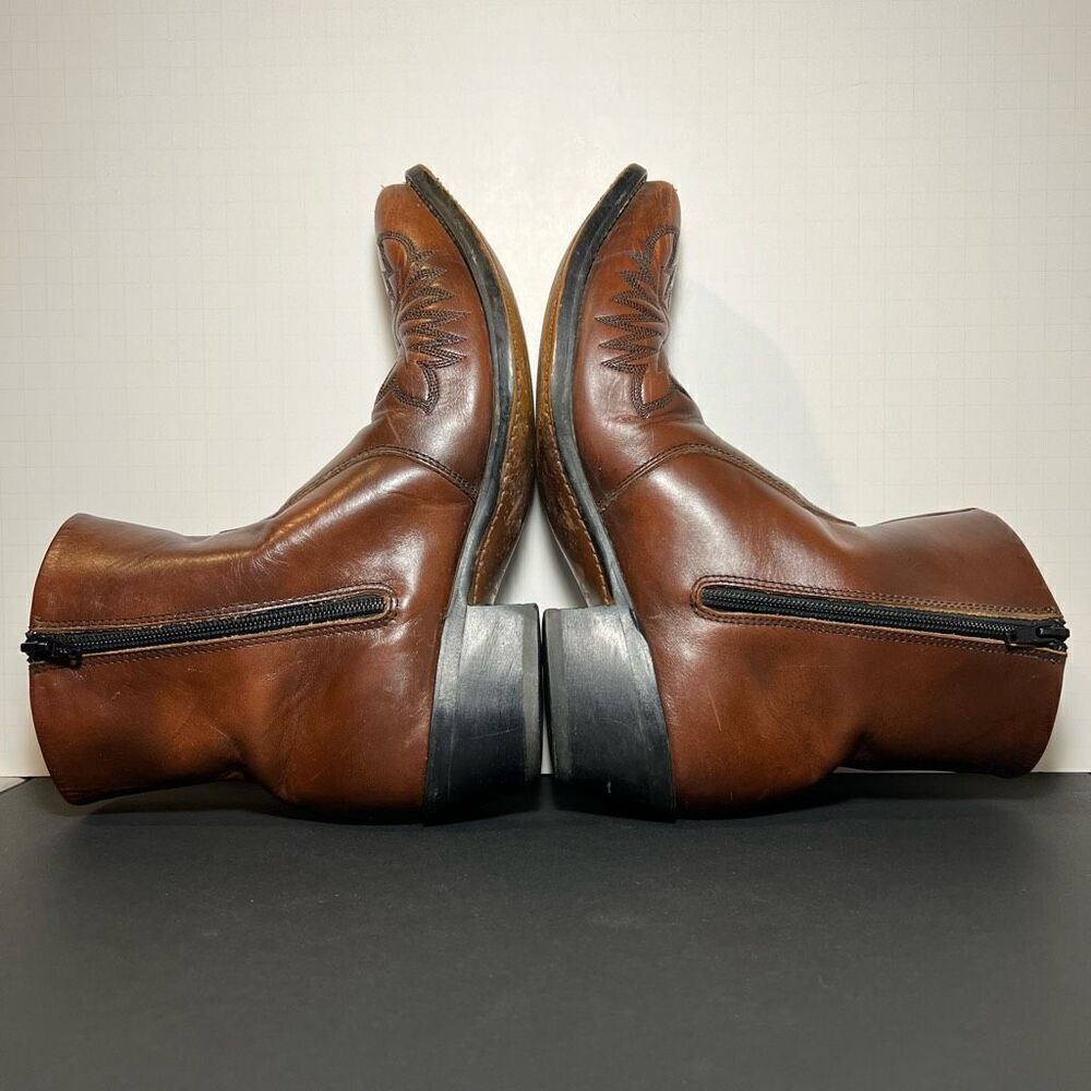 Mens DURANGO Scrollwork Brown Leather Western Cowboy Boots / Size 7.5 Medium - Picture 6 of 8